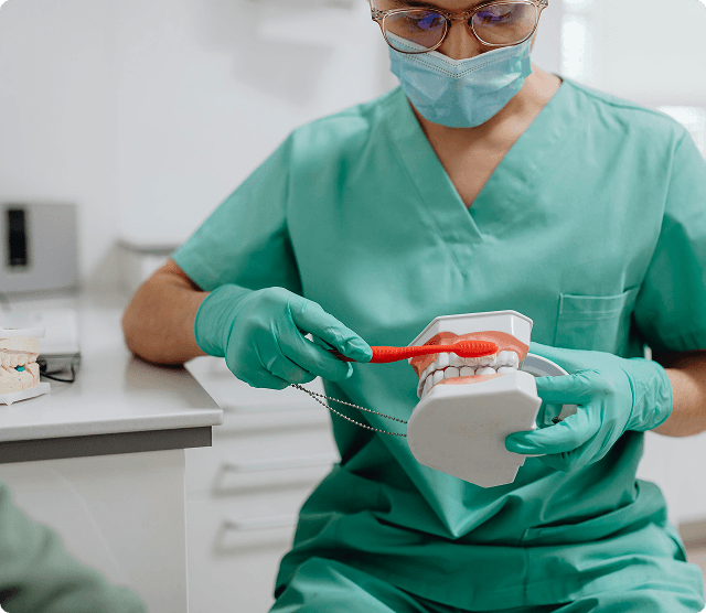 Dental examination showing preventive care with dental mirror